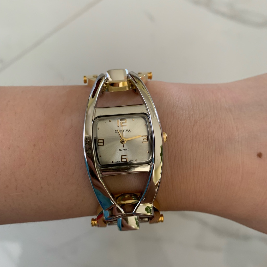 New Geneva Ladies Silver And Gold Quartz Watch